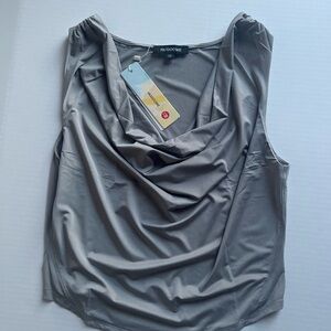 NWT • Hugoome Women's Elegant Gray Cowl Neck Blouse 🩶
